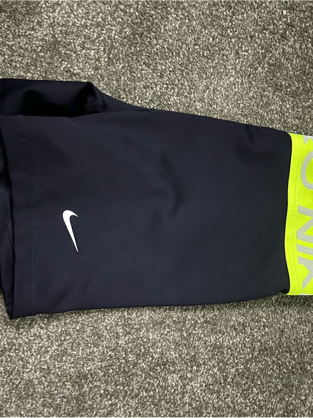 Nike Black Leggings with Neon Yellow Waistband